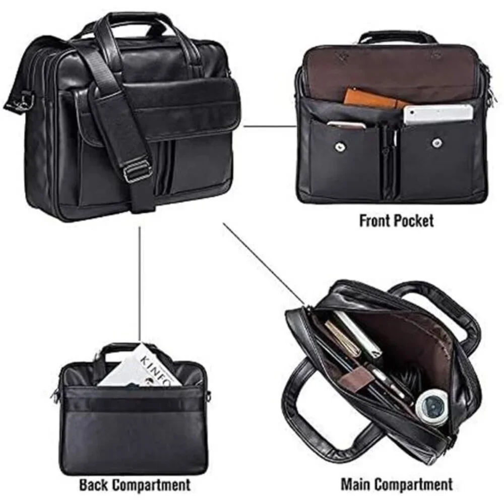 Men's Business Travel Briefcase Leather Handmade Messenger Bags